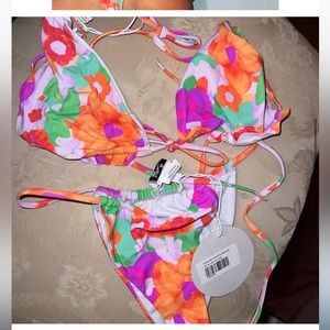Princess polly bikini - floral retro summer bikini dark pink floral
